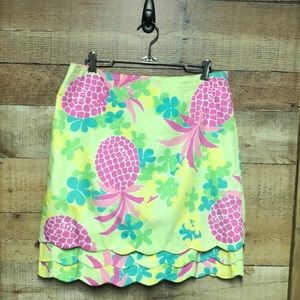 Lilly Pulitzer layered scalloped skirt pineapples